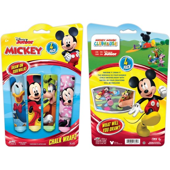 JA-RU Disney Sidewalk Chalk Sticks (1 Pack) Mickey & Minnie. Floor & Board Chalk, Outside Toys Jumbo Chalk, Non-Toxic Washable Art Set, Outdoor, Birthday Toys for Kids A-7810-1