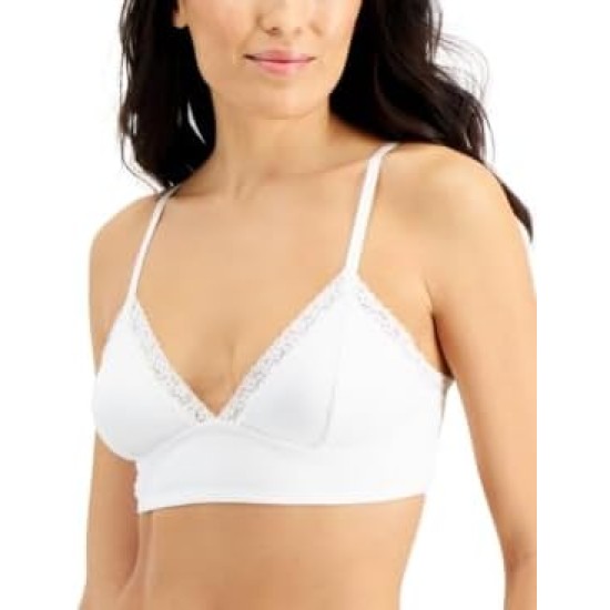  On Repeat Wide Lace Bralette, White, Medium