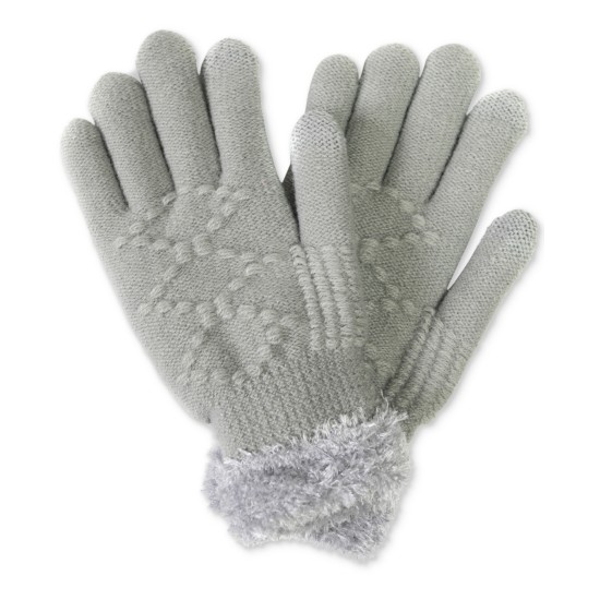  Women’s Stitch-Detail Touchscreen Gloves, Grey