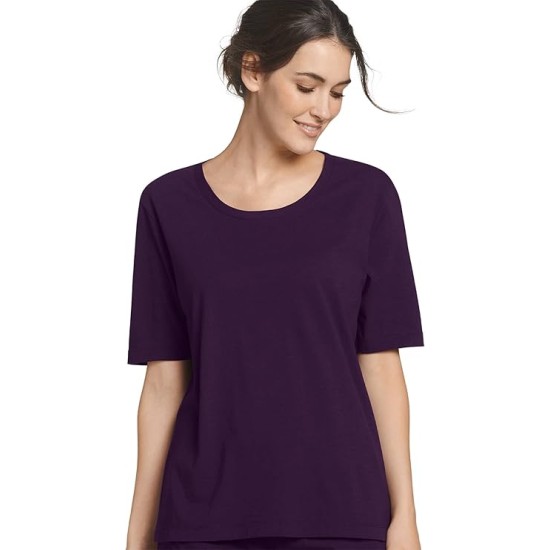  Women’s Sleepwear Everyday Essentials 100% Cotton Short Sleeve Tee, Deep Purple, M