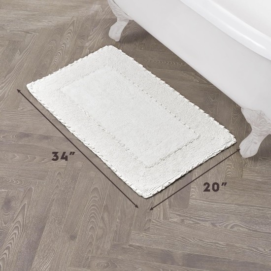  Ruffled Cotton Bath Rug, 20″ X 34″ – White