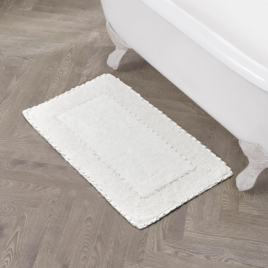  Ruffled Cotton Bath Rug, 20″ X 34″ – White