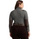  Plus Size Ribbed Elbow-Patch Turtleneck, Grey Heather, 3X