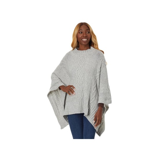  Shine Lofty Cable Poncho Women’s Coat, Grey Marl