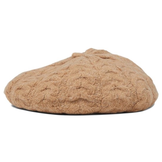  Women’s Fluffy Cable-Knit Beret – Classic Camel