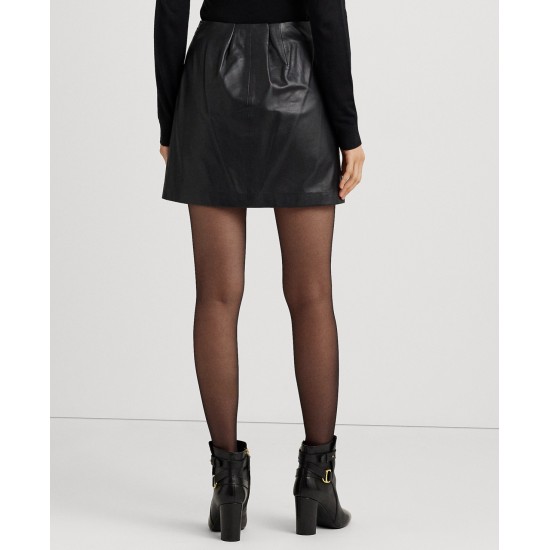  Women’s Leather Pencil Miniskirt – Black, 8