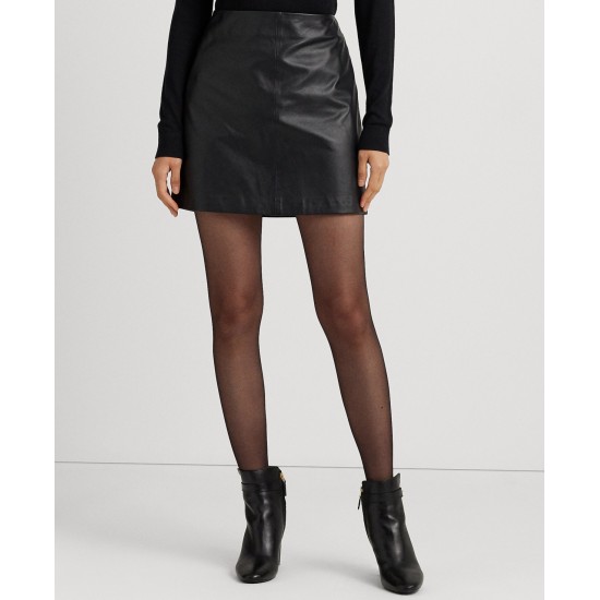  Women’s Leather Pencil Miniskirt – Black, 8