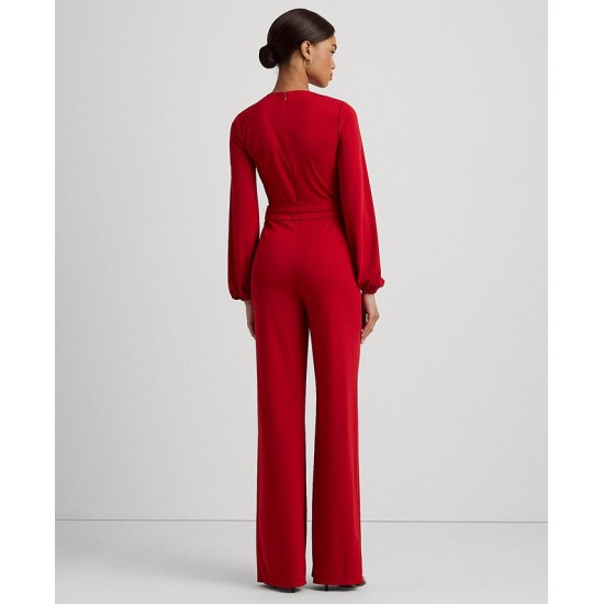  Women’s Logo-Trim Jersey Wide-Leg Jumpsuit, Martin Red, XS