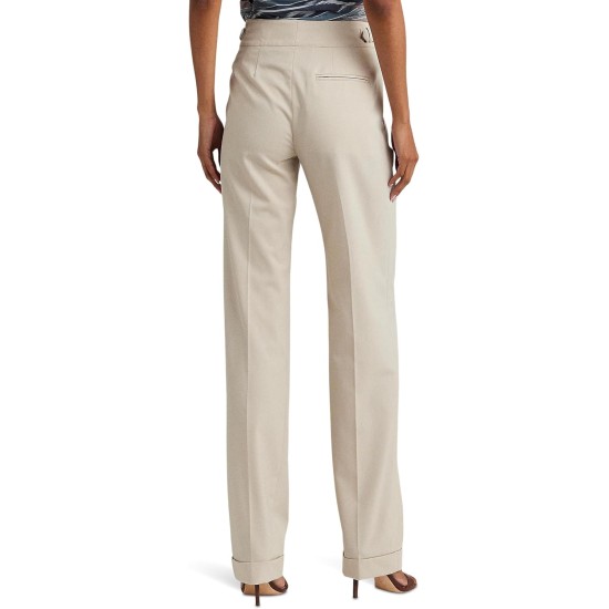  Women’s Pleated Wool-Blend Twill Straight Pants, Explorer Sand, 10