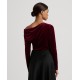  Women’s Pleated Velvet Off-the-Shoulder Top – Deep Rhodonite Velvet, XL