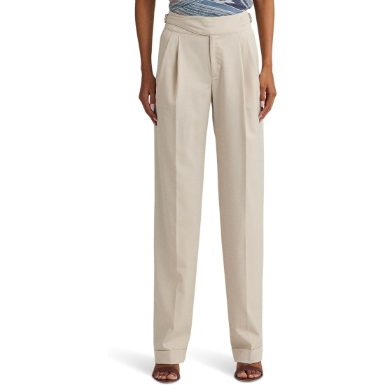  Women’s Pleated Wool-Blend Twill Straight Pants, Explorer Sand, 10