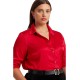  Women’s Plus Size Satin Charmeuse Shirt, Martin Red, 1X