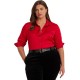  Women’s Plus Size Satin Charmeuse Shirt, Martin Red, 1X