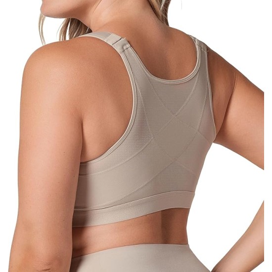  Firm Control Wireless Back Support Bra, Light Beige, 36C