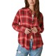  Women’s Cloud Plaid Boyfriend Shirt, Grape Wine Plaid, 2XL