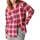  Women’s Cotton Oversized Plaid-Print Tunic, Red Clover Plaid, X-Large