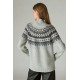  Womens Fairisle Turtleneck Pullover Sweaters, Light Grey Heather, XL