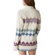  Women’s Intarsia Shawl Collar Cardigan, Whisper White Combo, Large