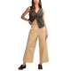  Womens Pleated Wide Leg Cropped Pants, Dark Khaki,12