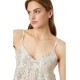  Women’s Sequin Mini Top, Champagne, Large