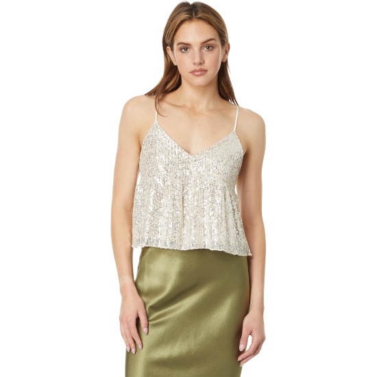  Women’s Sequin Mini Top, Champagne, Large