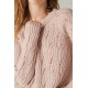  Women’s Shine Cable Knit Crewneck Sweater, Sepia Rose, XX-Large