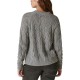  Women’s Shine Cable Knit Crewneck Sweater, Heather Grey, X-Large