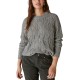  Women’s Shine Cable Knit Crewneck Sweater, Heather Grey, Large