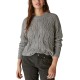  Women’s Shine Cable Knit Crewneck Sweater, Heather Grey, Medium