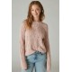  Women’s Shine Cable Knit Crewneck Sweater, Sepia Rose, XX-Large