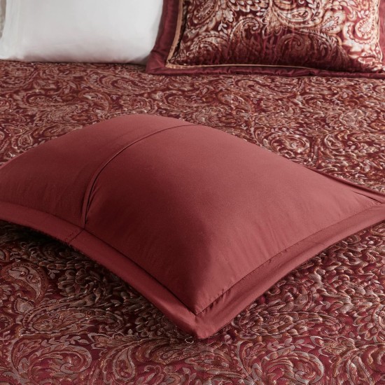  Adeline Paisley 5 Piece Reversible Jacquard Bedspread Set, King – Burgundy