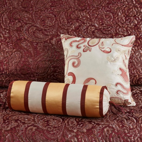  Adeline Paisley 5 Piece Reversible Jacquard Bedspread Set, King – Burgundy