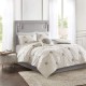  Edna Embroidered Cotton Reversible Duvet Cover Set, King/California King, Grey/Ivory