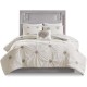  Edna Embroidered Cotton Reversible Duvet Cover Set, King/California King, Grey/Ivory