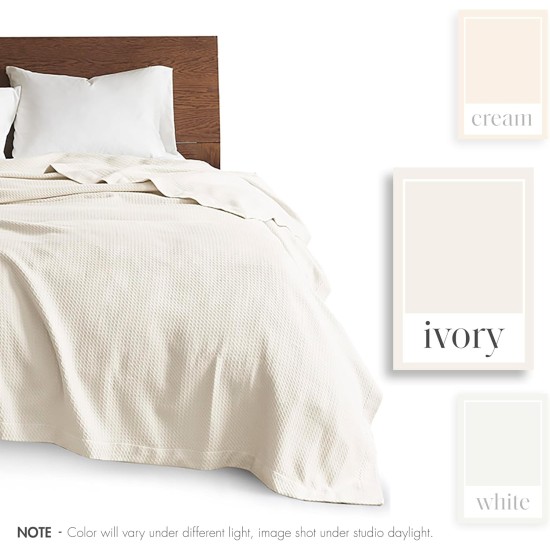  Egyptian Cotton Blanket, Full/Queen Bedding, Ivory