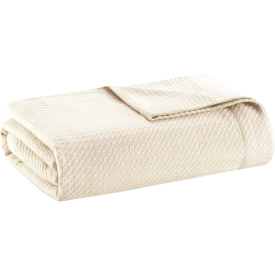  Egyptian Cotton Blanket, Full/Queen Bedding, Ivory