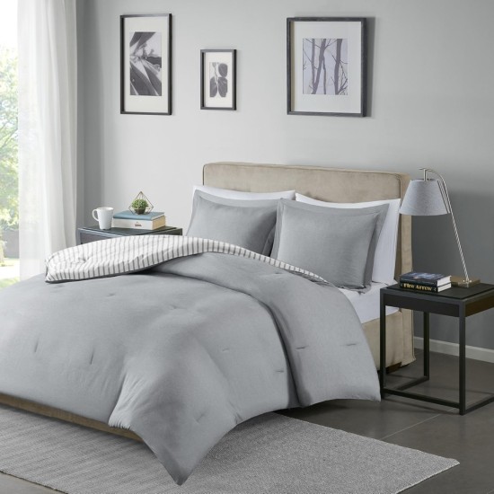  Essentials Hayden Reversible 2-Pc. Comforter Set, Twin – Grey