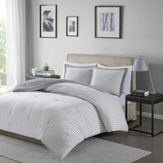  Essentials Hayden Reversible 2-Pc. Comforter Set, Twin – Grey