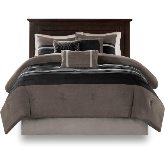  Palmer Faux-Suede 7-Pc. Comforter Set, King, Black