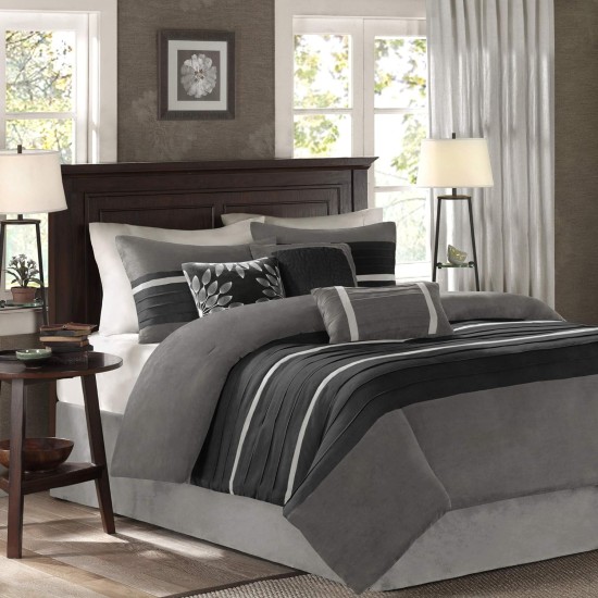  Palmer Faux-Suede 7-Pc. Comforter Set, King, Black