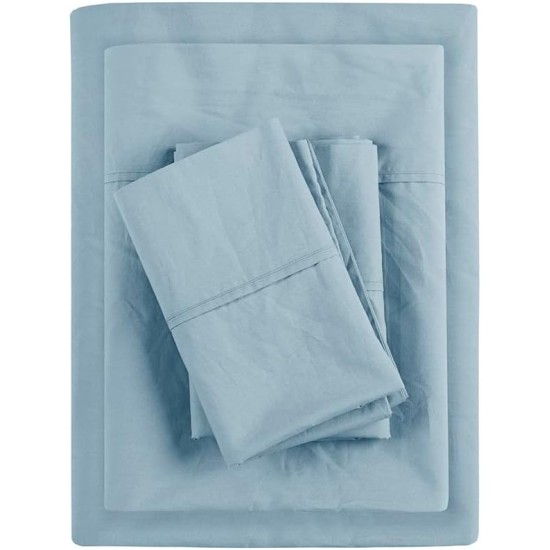  Peached Cotton Percale 4-Pc. Sheet Set, King – Teal