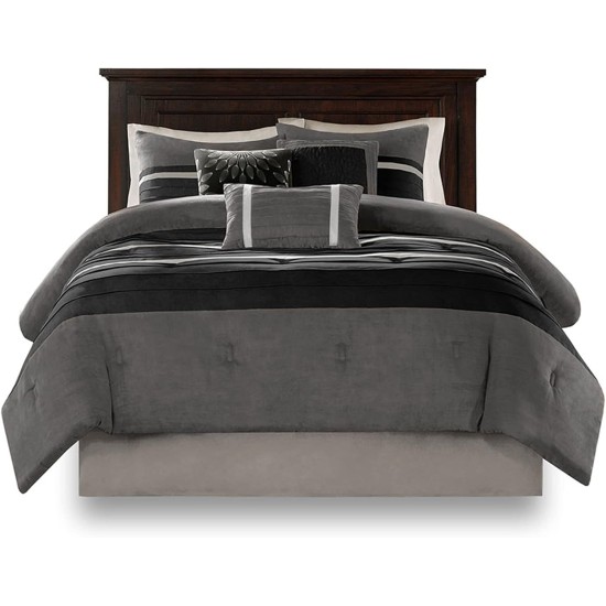  Teagan 7-pc. Faux Suede Comforter Set, Queen, Black