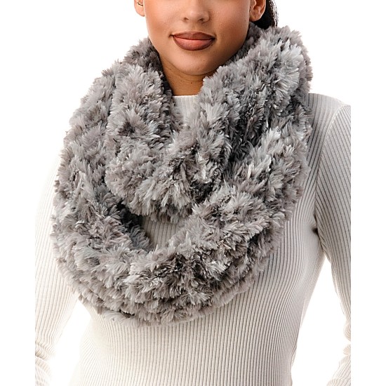  Women’s Ombre Faux Fur Ultra Soft Infinity Scarf, Grey