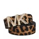  Karli Calf Hair Belt, Leopard, Medium