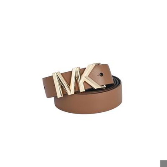  Logo Buckle Reversible Leather Belt, Brown/Gold, Medium