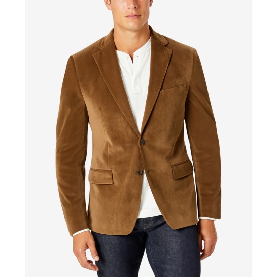  Men’s Modern-Fit Velvet Blazer, Mustard, 36S