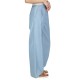  Petite Chambray Elastic-Back Wide-Leg Pull-on PantsS, Sky Blue Wash, P/XS