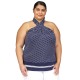  Plus Size Dot-Print Border-Hem Halter Top, Midnight Blue, 2X