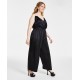  Plus Size Rhinestone-Strap Jumpsuit – Black, 1X