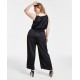  Plus Size Rhinestone-Strap Jumpsuit – Black, 1X